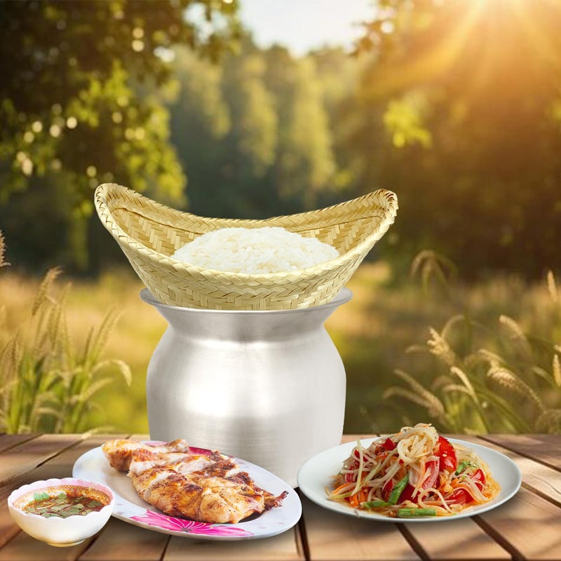 PANWA Sticky Rice Aluminum Cook Pot from Thailand - Genuine Replacement Pot for Traditional Steamer Crock, Family Size 8.67 Inch Standard Diameter (22 cm) - Image 5